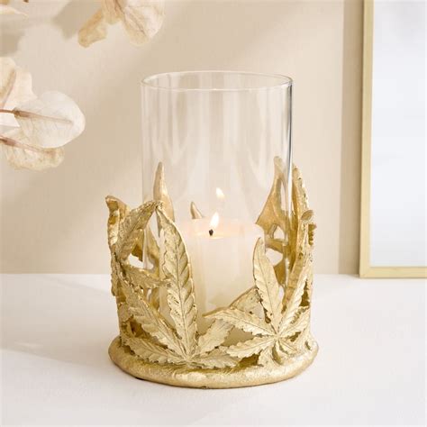 Buy Oro Glass and Polyresin Leaf Candle Holder - Small from Home Centre ...