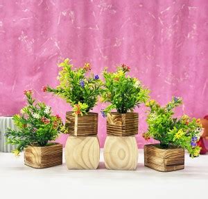 Dekorly Wooden Potted Plants For Home Office Bedroom Living Room TV ...
