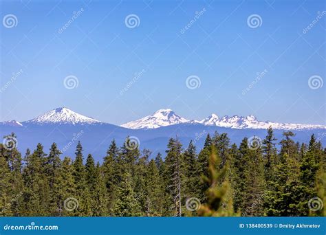 View on Three Sisters from Viewpoint at Paulina Peak , Oregon Stock ...
