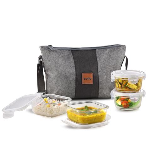 CELLO Glassy Square Lunch Box with Jacket For Office, Transparent | 2 x ...