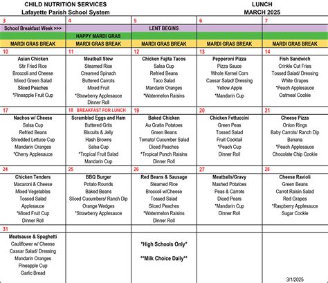 Breakfast & Lunch Menus | Child Nutrition