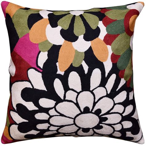 Buy Kashmir Designs Black Daisy Floral Pillow Cover Modern II Art ...