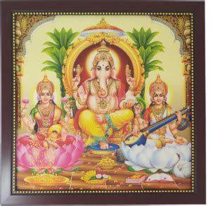 Generic Lord Ganesh Lakshmi and Saraswati (34 cm x 34 cm x 1.5 cm ...