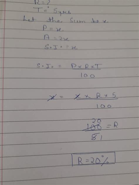 At what rate of interest will a sum of money double itself in 5 years ...