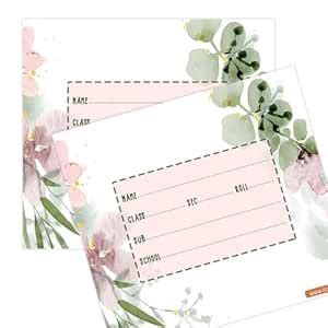 Creatie® 15 Pcs Minimalist Floral Book Name Labels for Kids School ...