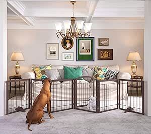 Indoor Pet Safety Gate 144-Inch Wide Dog Gate With Door - 6 Panel ...