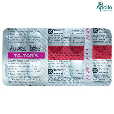 TGTOR 5MG TABLET Price, Uses, Side Effects, Composition - Apollo Pharmacy