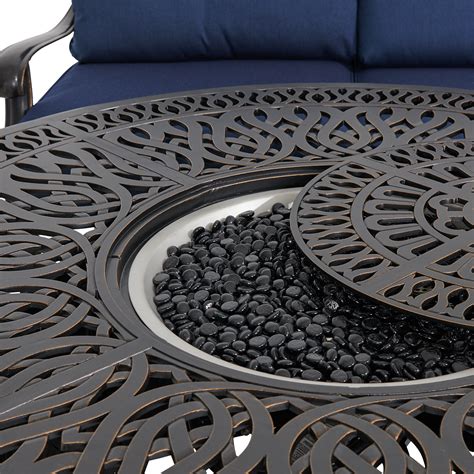 Roma Black Gold Cast Aluminum with Cushions 4 Piece Sofa Group + 52 in ...