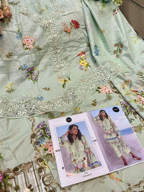 MEHBOOB TEX DESIGN NO -1653 AB PURE COTTON PRINT EMBROIDERED SELF PATCH ...