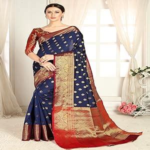 Buy COTTON SHOPY Woven Design Kanjivaram Silk Blend Banarasi Sarees ...