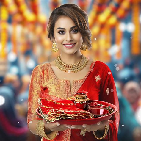 Tarini Gallery Handcrafted Karwa Chauth Thali With Kalash Decorated ...