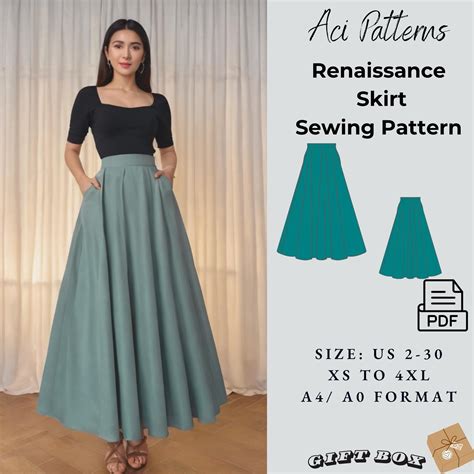 Maxi Skirt Pattern,Long Skirt Pattern,Beginner Sewing PatternLadies size 2 to 30 // A4-US LETTER ...
