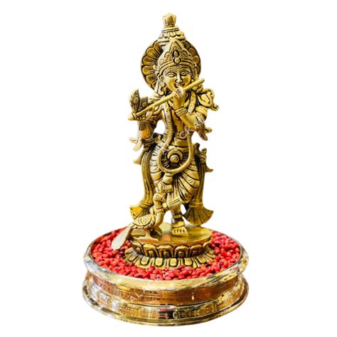 Handcrafted Brass Krishna Idol with Brass Uruli & Manjadikuru | Vishuk ...