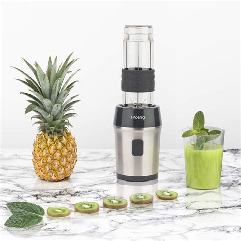Blender personal mini H.Koenig SMOO9, 570ml, smoothie travel, 2 sticle ...