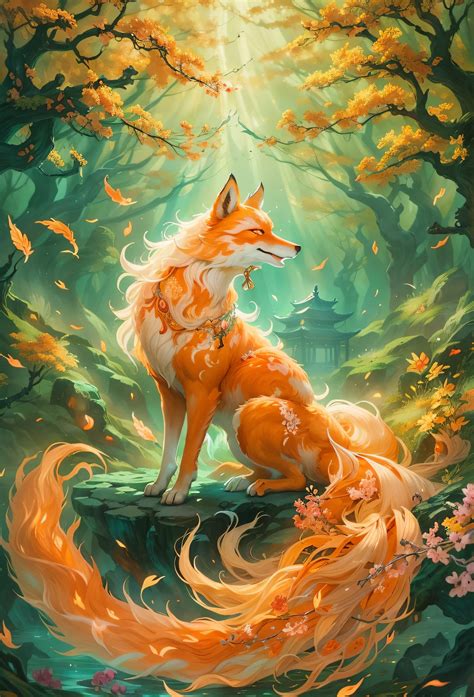 mythological creatures，（（The nine-tailed fox in Chinese mythology ...