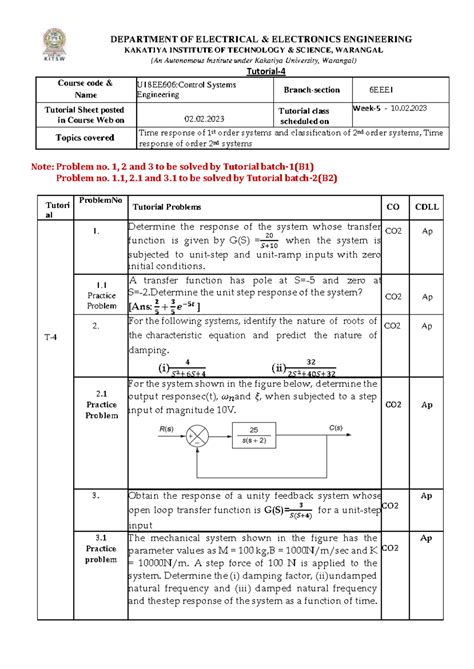 CSETutorial 4 - Important questions in CONTROL SYSTEMS ENGINEERING ...