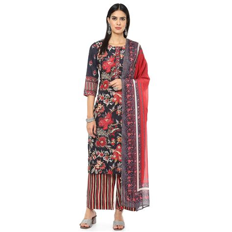 BIBA WOMEN PRINTED STRAIGHT SALWAR KURTA DUPATTA(SKDCHARMING88175 ...