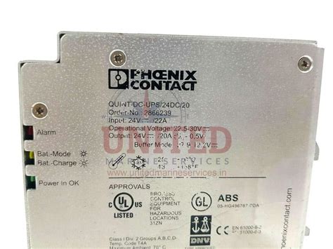 PHOENIX CONTACT QUINT-DC-UPS/24DC/20 UNINTERRUPTIBLE POWER SUPPLY REV ...