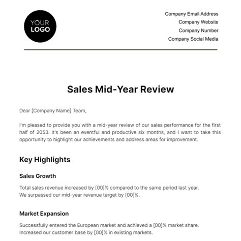 Free Sales Mid-Year Review Template to Edit Online