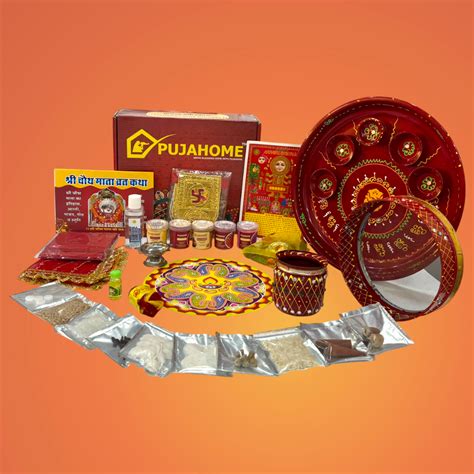 Pujahome Karwa Chauth Puja Samagri Kit With Thali Set (30+ Items) + Th