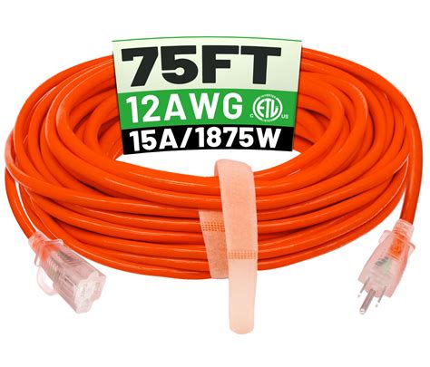 Snapklik.com : POWGRN 75 Ft 12/3 Outdoor Extension Cord Waterproof Heavy Duty