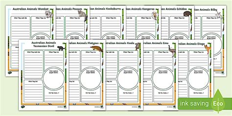 Australian Animal Writing Templates | Information Report F-2
