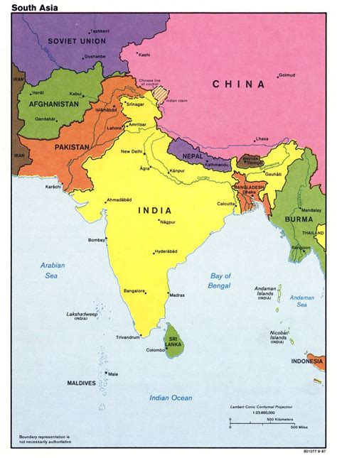 Labeled Political Map Of The South And East Asia