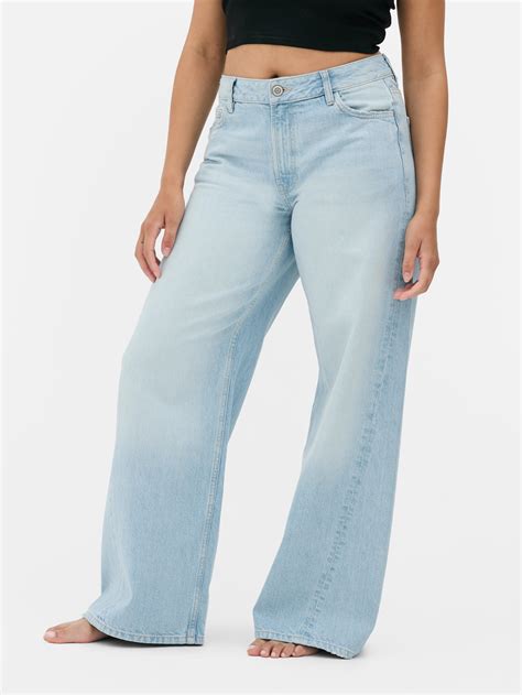 Womens Light Blue Mid-Rise Baggy Jeans | Primark