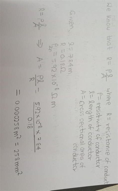 Find the cross sectional area of 784m zinc conductor having it's ...