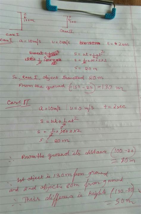 An object is dropped from rest at a height of 150m and simultaneously ...
