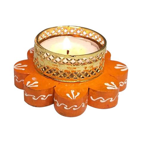 Amazing wooden tealight candle stand with candles and upto 55% off
