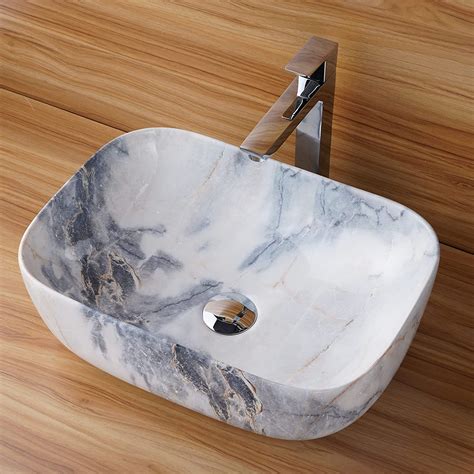 ALMIGHTY ART Designer Table Top Ceramic Wash Basin Vessel Sink with ...