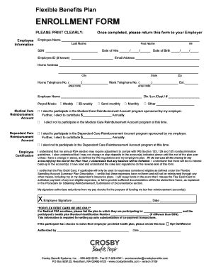 Crosby Benefits FSA Enrollment Form - Fill and Sign Printable Template ...