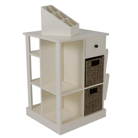 Decor Therapy 19.5-in W x 24-in H Satin White Wood Rustic End Table ...