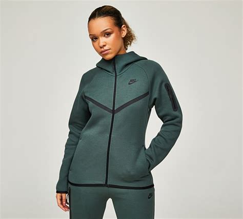 Nike Womens Tech Fleece Windrunner Full Zip Hoodie | Vintage Green ...