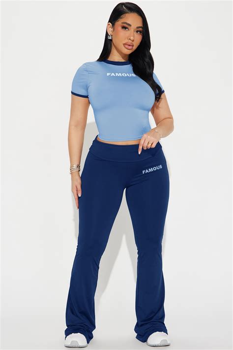 Almost Famous Pant Set - Navy/combo | Fashion Nova