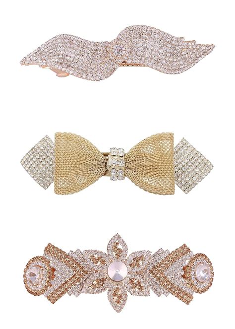 ACCESSHER Jewellery Stone Studded Hair Ponytail Barrette Clutcher ...