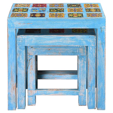 THAR ARTS AND FURNITURE Wooden Nesting Stool | Wooden Side Table ...
