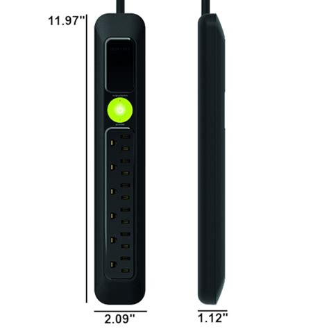 EasyLife Tech 6-ft 6-Outlet 1200 Joules 1875-Watt Black Indoor Ac Surge ...