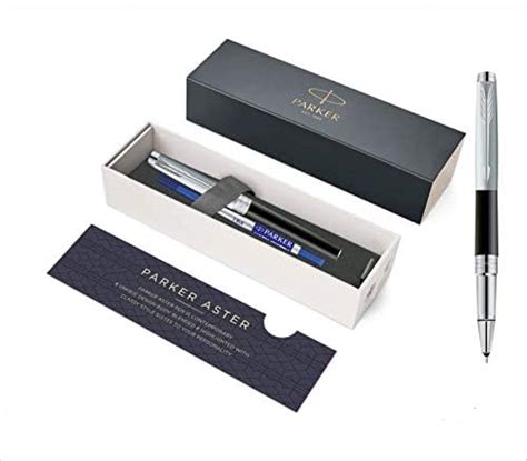 Parker Aster Silver Black Rollerball Pen With Chrome Trims : Amazon.in ...
