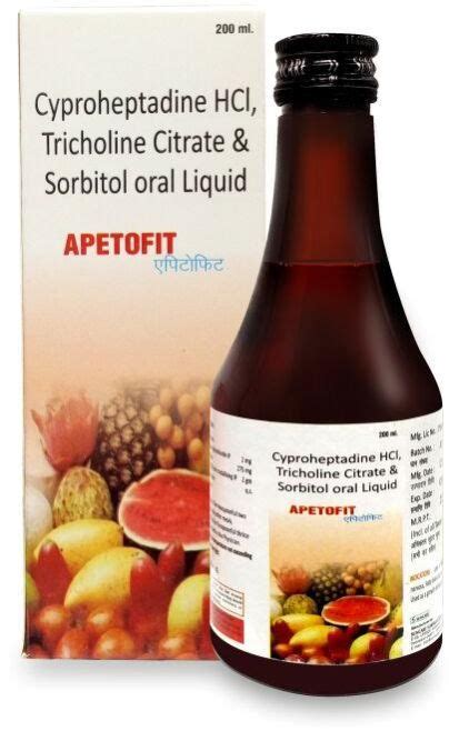 Cyproheptadine Hcl Tricholine Citrate Sorbitol Oral Liquid Manufacturer ...