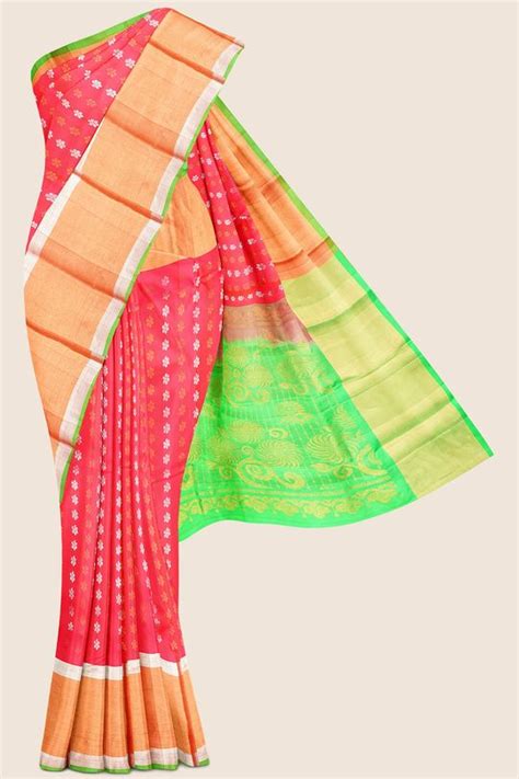 Light Weight Pattu Butta Light Raani Pink And Blue Saree