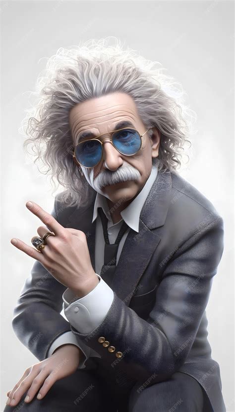 Fotografia profissional hiperrealista de Albert Einstein apontando e ...
