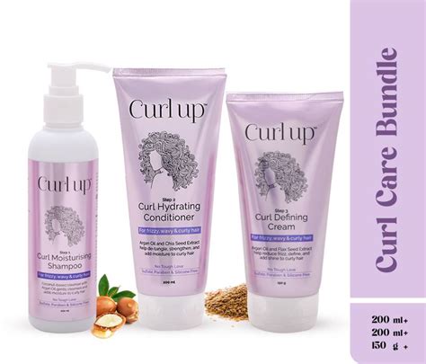 CURL UP Curl Care Bundle with Curly Hair Shampoo, Conditioner & Curl ...