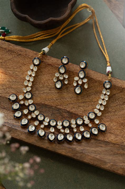 Rumi Blue Polki Necklace Set – Paisley Pop Shop