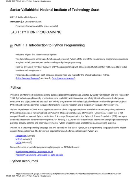 LAB 1 U22CS107 PART-A - ABC - 1/6/24, 5:25 PM L1_Intro_Python_1 ...