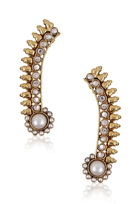 Shining Diva Gold Plated Copper Antique Ear Cuff Earrings for Women ...