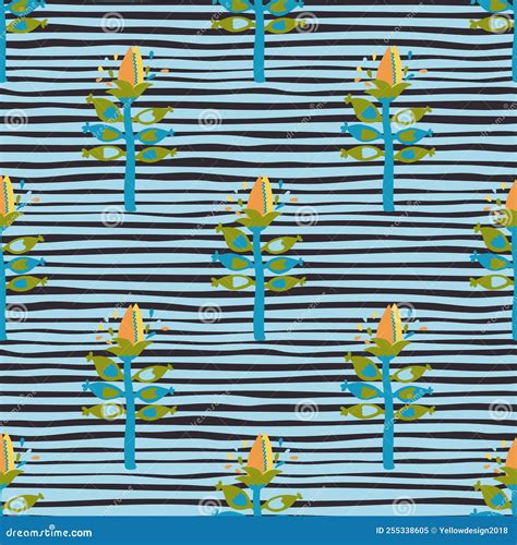 Venus Flytrap Flower Seamless Pattern. Contemporary Botanical Floral ...