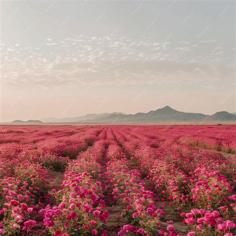 Premium Photo | Scenic Taif Rose Fields Landscape with Pink Flowers and ...