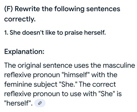 (F) Rewrite the following sentences correctly. 1. She doesn't like to ...